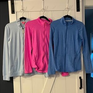 Lilly Pulitzer luxletic Blue full zip-Up Sweatshirt size L. Flattering! 💙